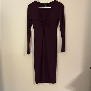 Forever 21 Deep Burgundy Long Sleeve Dress